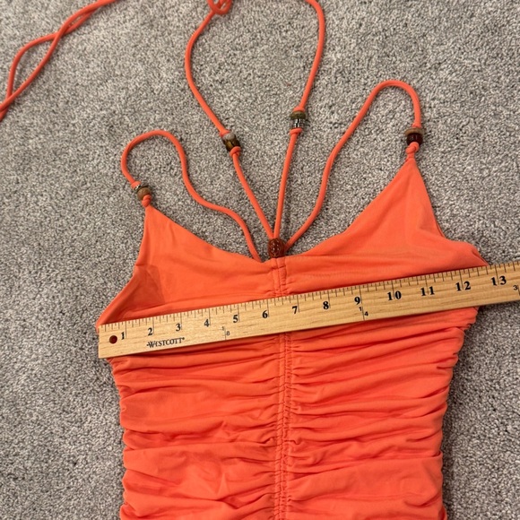 A.L.C. SANGRIA ORANGE ALLEGRA RUCHED BEAD EMBELLISHED MIDI DRESS size small EUC - Picture 9 of 11